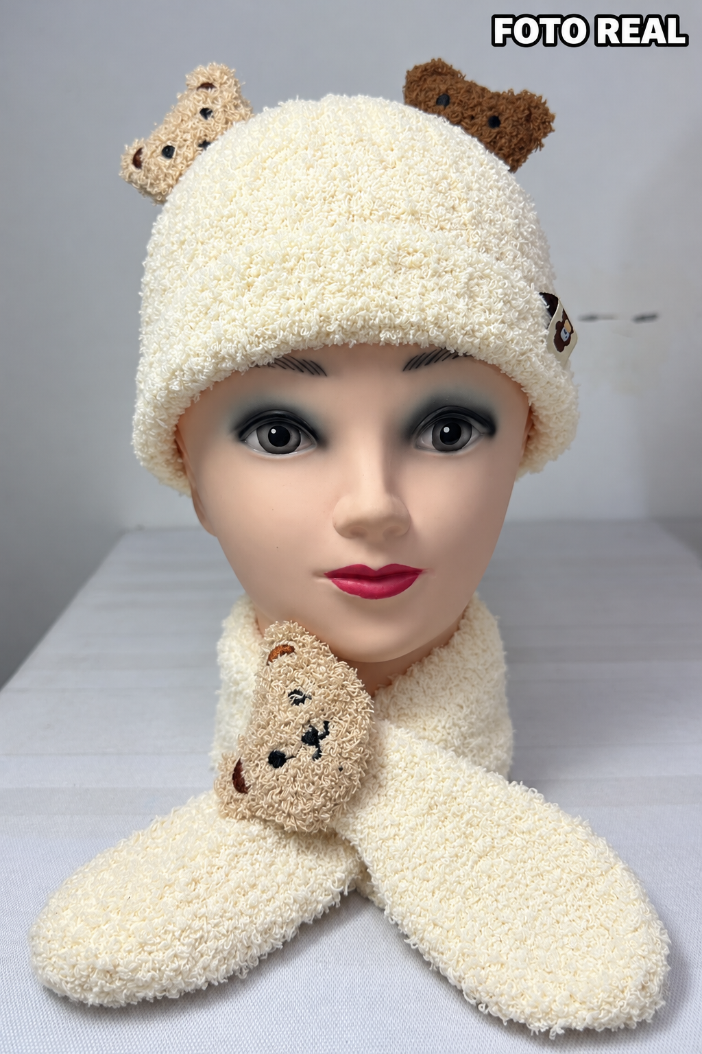 VHK321 - Set Infantil de Gorro con Bufanda de Osito