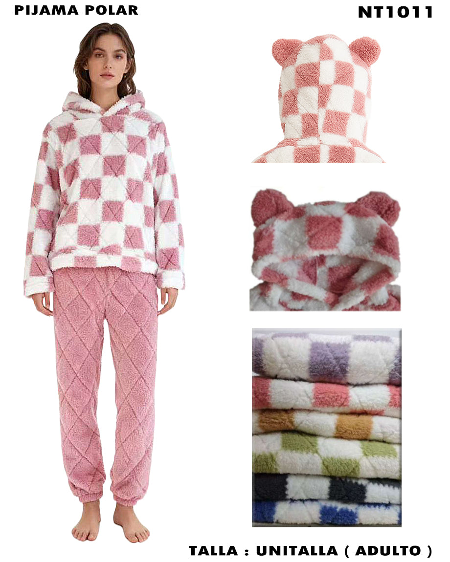 NT1011 - Pijama Polar con Capucha y Orejitas