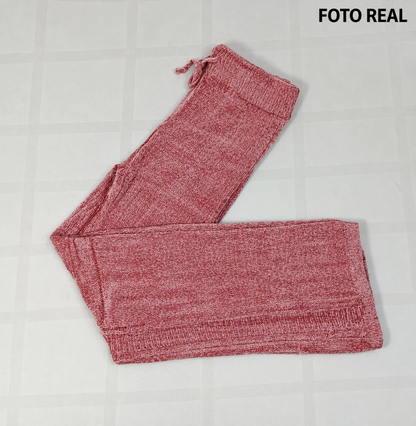 JL34250 - Conjunto de Suéter de Dama Tejido con Diseño en Relieve y Pantalón de Pierna Ancha