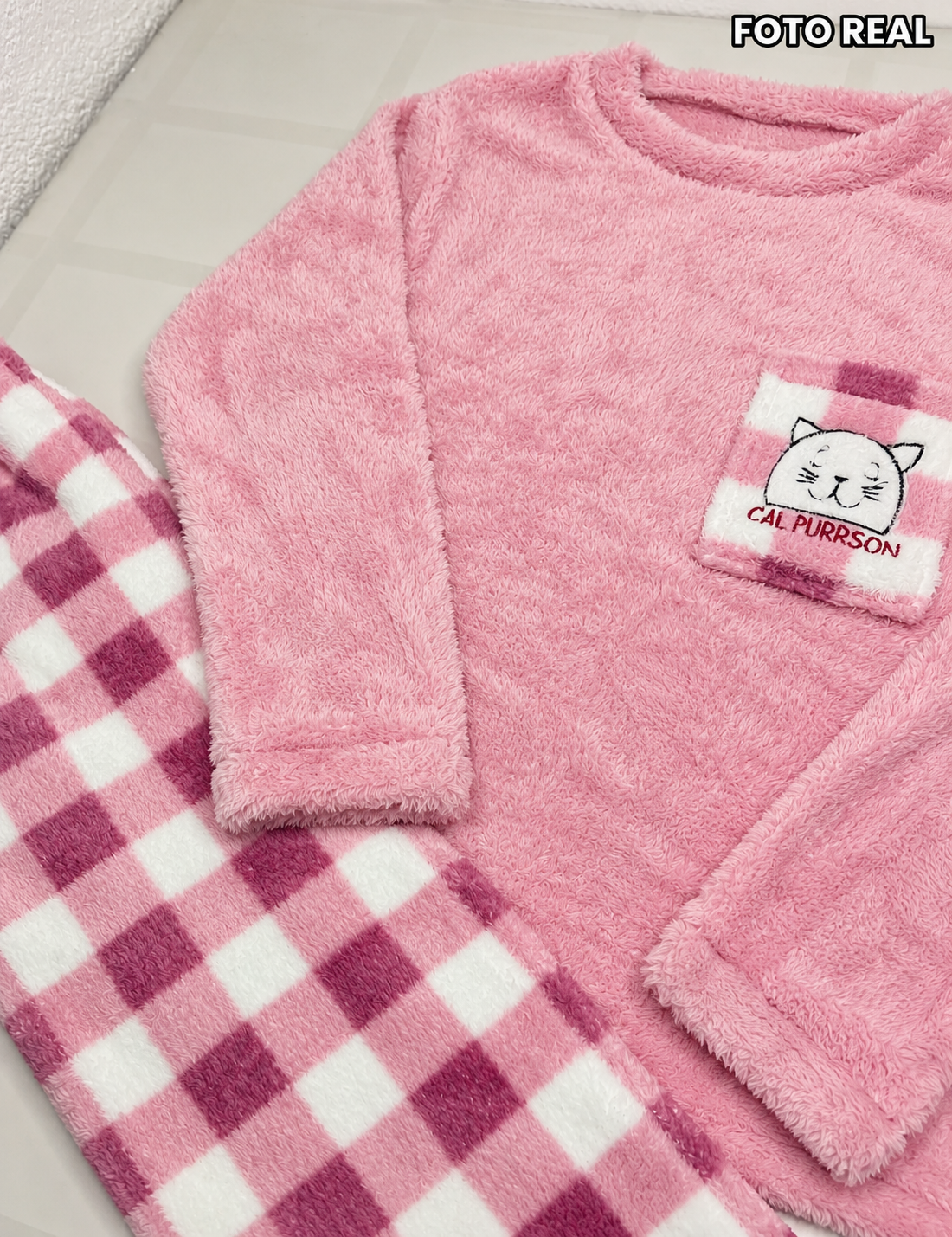 FK6316-2 - Conjunto de Pijama de Peluche a Cuadros