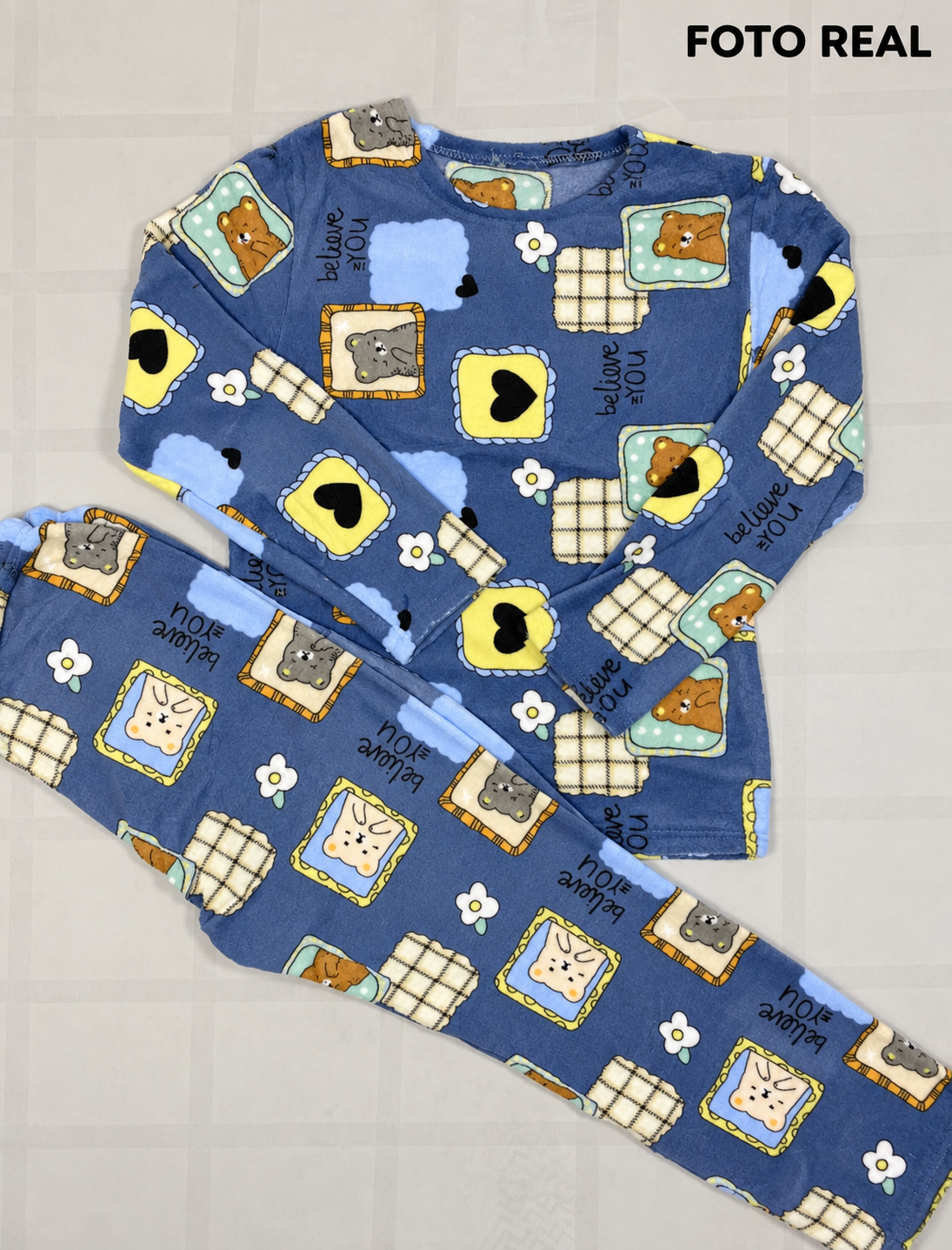 SY286R-1 - Conjunto de Pijama Afelpada Estampada