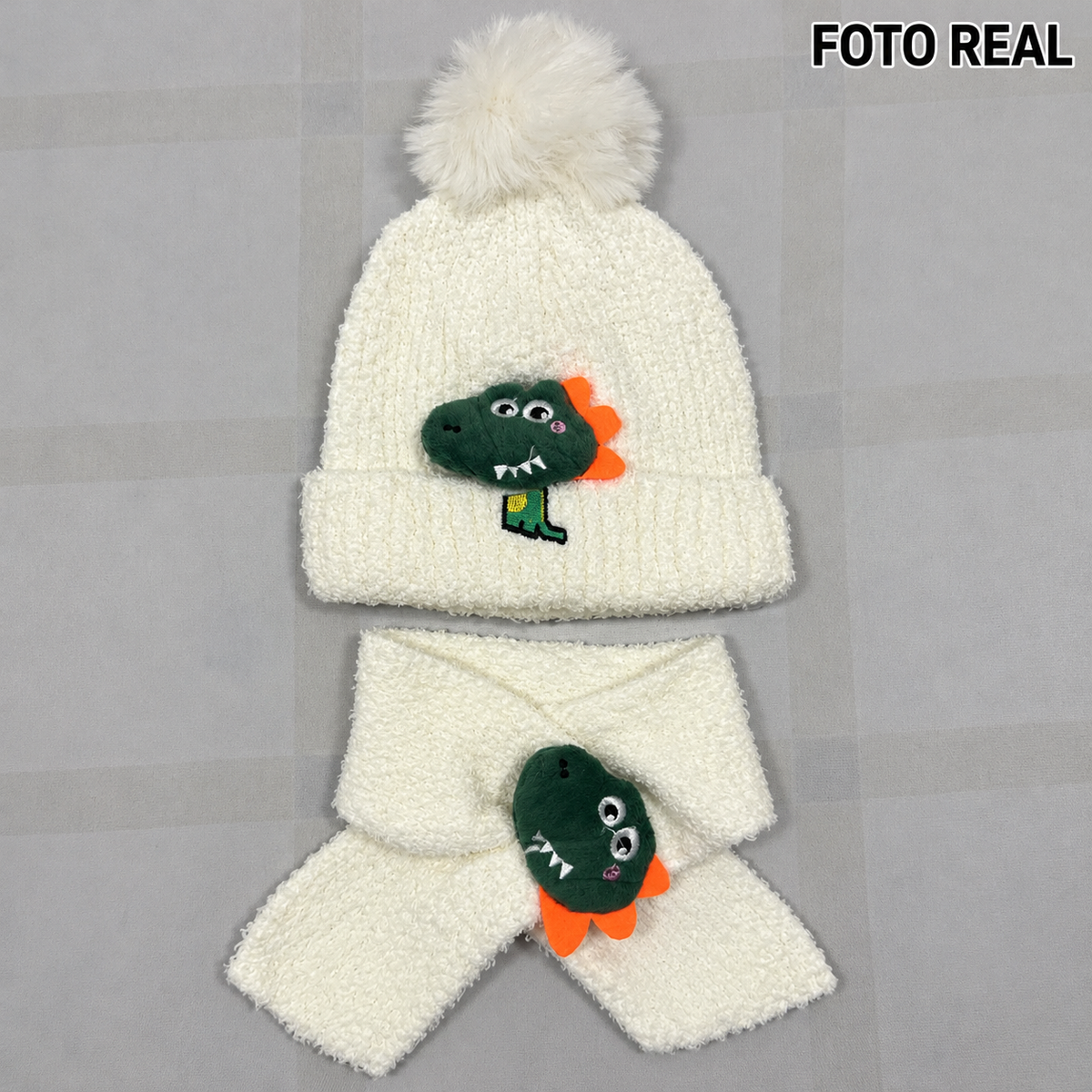 VHK323 - Set Infantil de Gorro con Bufanda de Dinosaurio