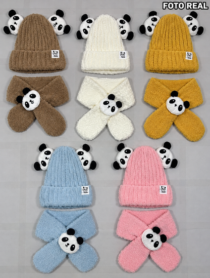 VHK322 - Set Infantil de Gorro con Bufanda de Panda