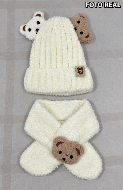 VHK321 - Set Infantil de Gorro con Bufanda de Osito