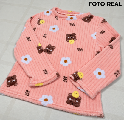 KPJ401 - Conjunto de Pijama Infantil Afelpado Estampado