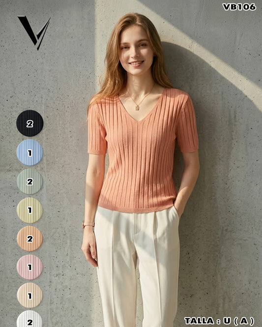 VB106 - Blusa acanalada manga media