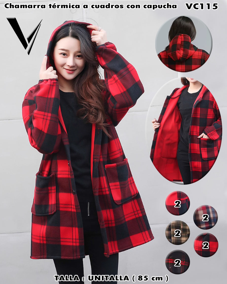 VC115 - Chamarra térmica a cuadros con capucha
