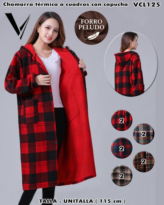 VCL125 - Chamarra térmica a cuadros con capucha