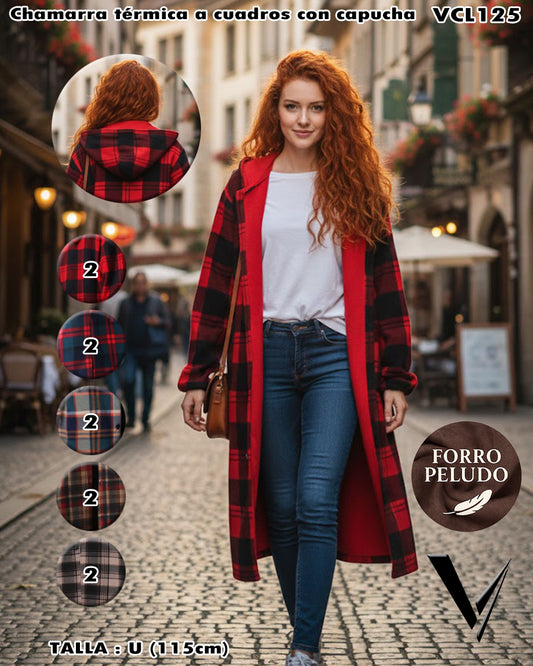 VCL125 - Chamarra térmica a cuadros con capucha