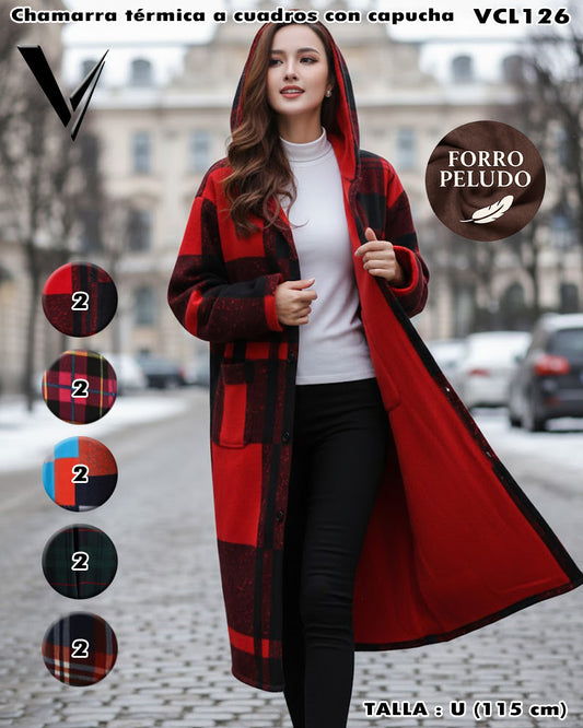 VCL126 - Chamarra térmica a cuadros con capucha
