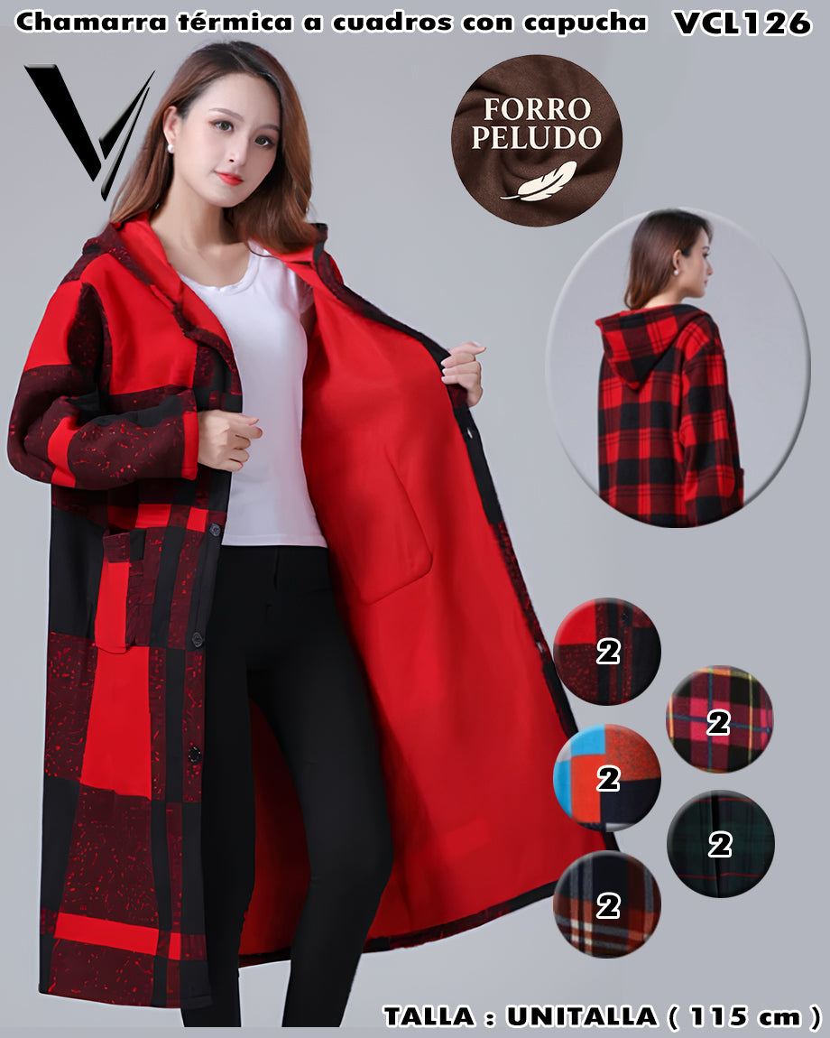 VCL126 - Chamarra térmica a cuadros con capucha