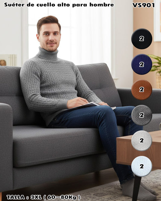 VS901 - Suéter de cuello alto para hombre
