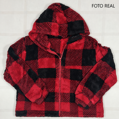 CX552R - Chamarra Polar a Cuadros con Capucha para Dama