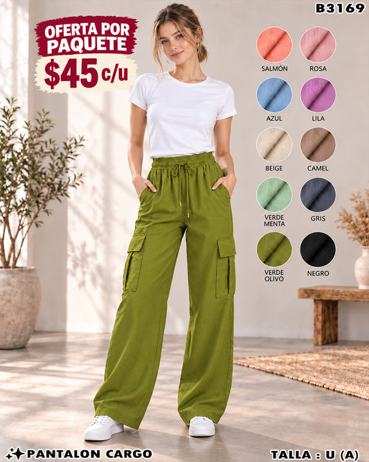 B3169 - Pantalón Cargo de Pierna Amplia